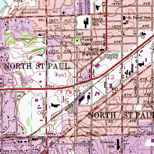 Topographic Map of City of North Saint Paul, MN