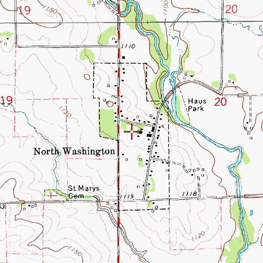 Topographic Map of City of North Washington, IA
