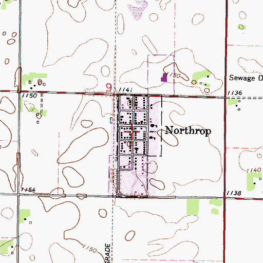 Topographic Map of City of Northrop, MN