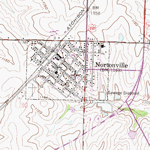 Topographic Map of City of Nortonville, KS