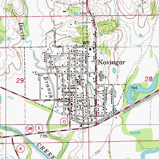 Topographic Map of City of Novinger, MO