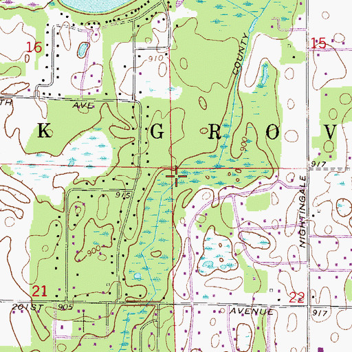 Topographic Map of City of Oak Grove, MN