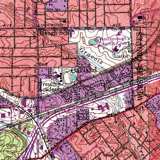 Topographic Map of City of Oakland, MO