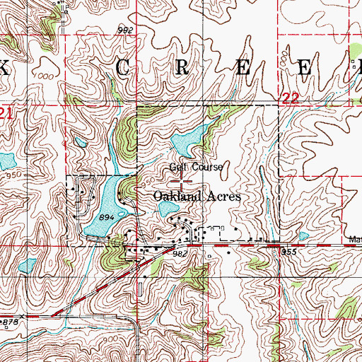 Topographic Map of City of Oakland Acres, IA