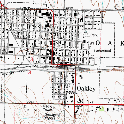 Topographic Map of City of Oakley, KS