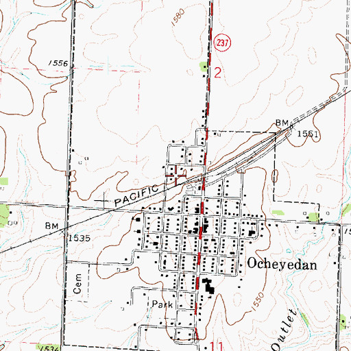 Topographic Map of City of Ocheyedan, IA