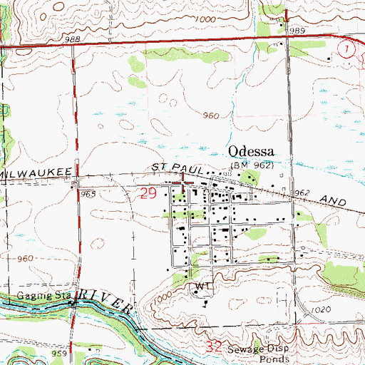 Topographic Map of City of Odessa, MN