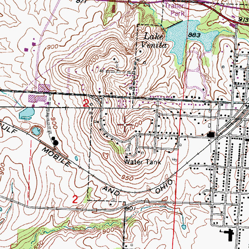 Topographic Map of City of Odessa, MO