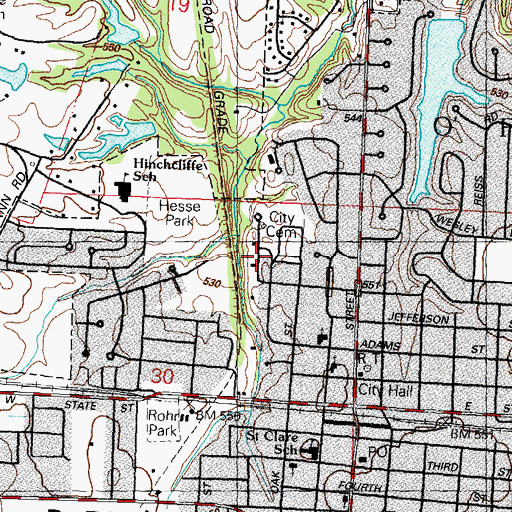 Topographic Map of City of O'Fallon, IL