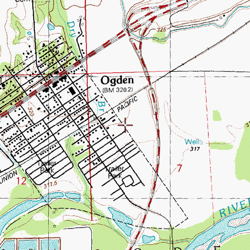 Topographic Map of City of Ogden, KS