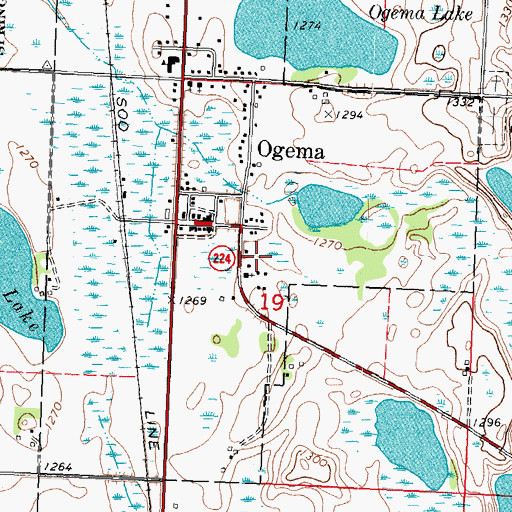 Topographic Map of City of Ogema, MN
