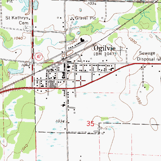 Topographic Map of City of Ogilvie, MN