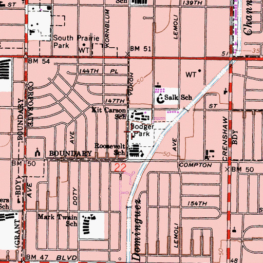Topographic Map of Bodger Park, CA