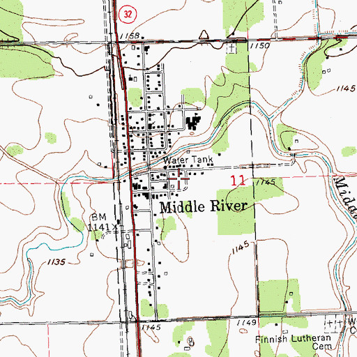 Topographic Map of City of Middle River, MN