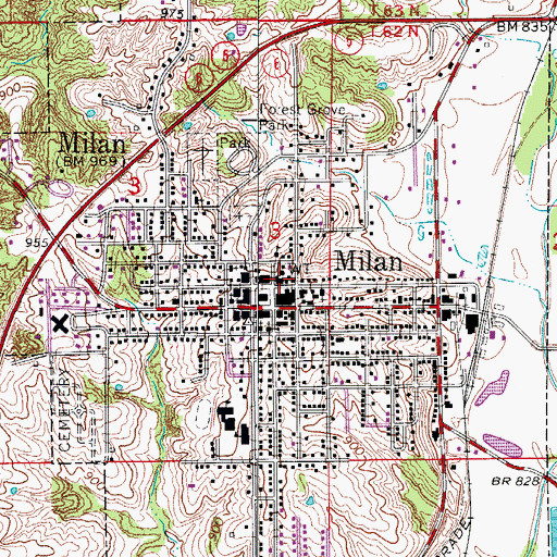 Topographic Map of City of Milan, MO