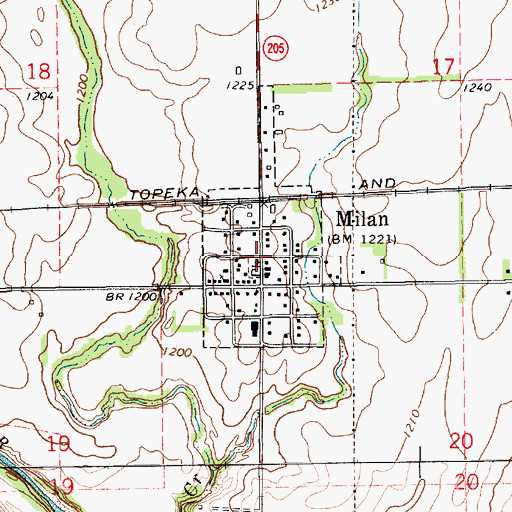 Topographic Map of City of Milan, KS