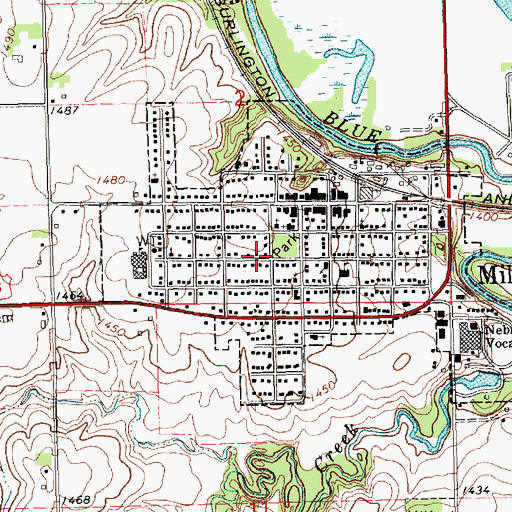 Topographic Map of City of Milford, NE