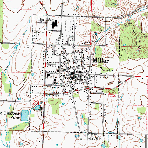 Topographic Map of City of Miller, MO