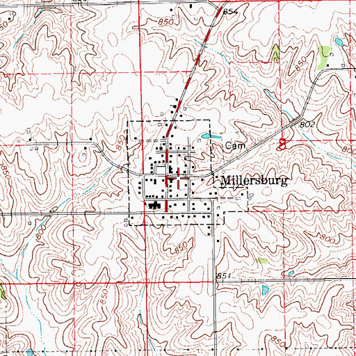 Topographic Map of City of Millersburg, IA