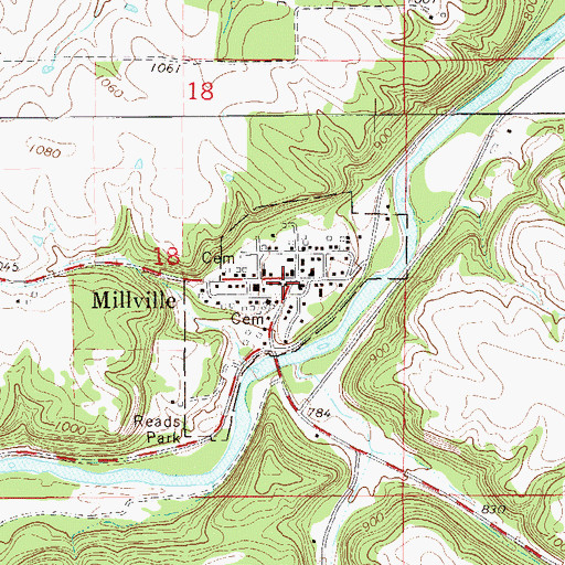 Topographic Map of City of Millville, MN