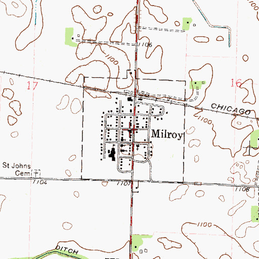 Topographic Map of City of Milroy, MN