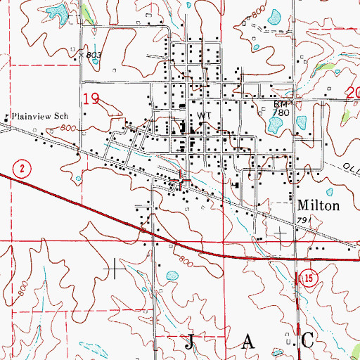 Topographic Map of City of Milton, IA