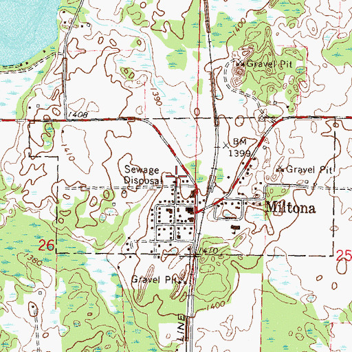 Topographic Map of City of Miltona, MN