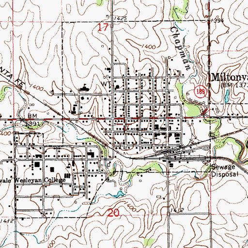 Topographic Map of City of Miltonvale, KS