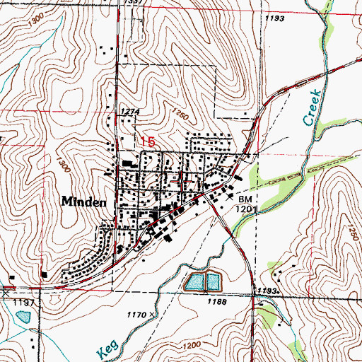 Topographic Map of City of Minden, IA