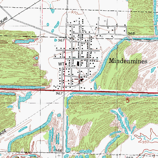 Topographic Map of City of Mindenmines, MO