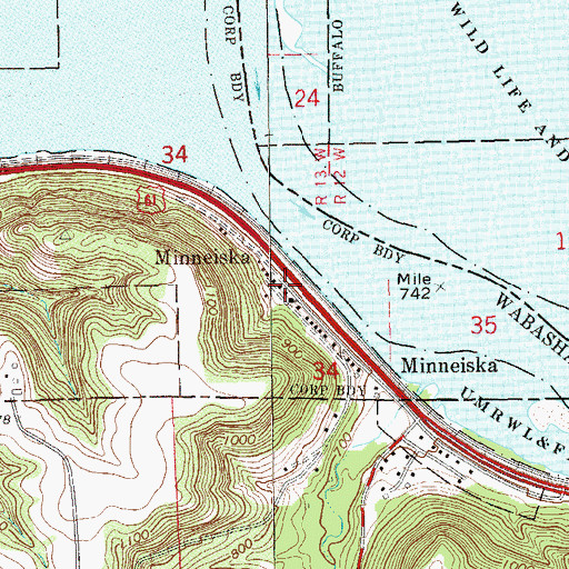 Topographic Map of City of Minneiska, MN