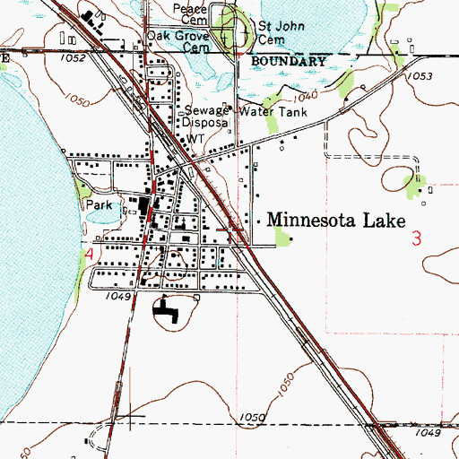 Topographic Map of City of Minnesota Lake, MN