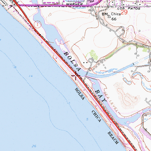 Topographic Map of Bolsa Bay, CA