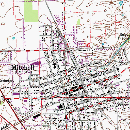 Topographic Map of City of Mitchell, IN
