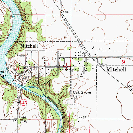 Topographic Map of City of Mitchell, IA