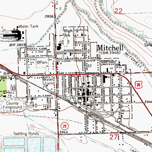 Topographic Map of City of Mitchell, NE