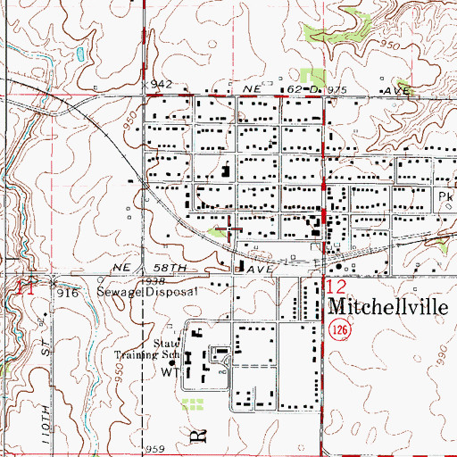 Topographic Map of City of Mitchellville, IA