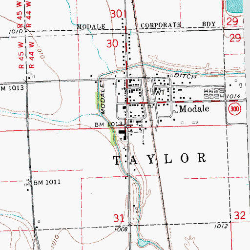 Topographic Map of City of Modale, IA