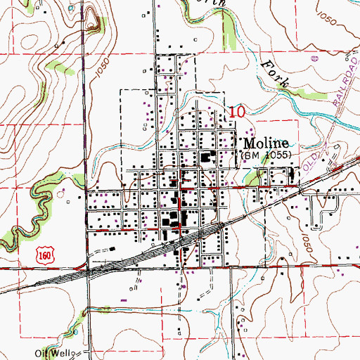 Topographic Map of City of Moline, KS