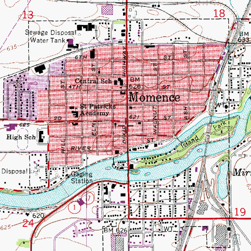 Topographic Map of City of Momence, IL