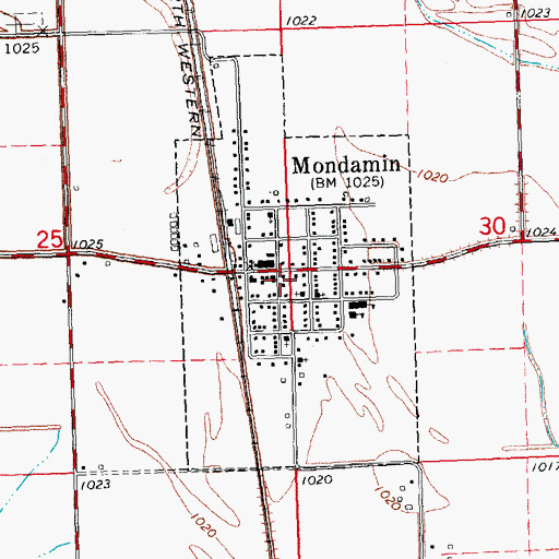 Topographic Map of City of Mondamin, IA