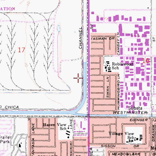 Topographic Map of Bolsa Chica Channel, CA