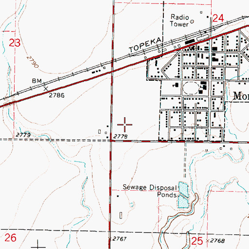 Topographic Map of City of Montezuma, KS