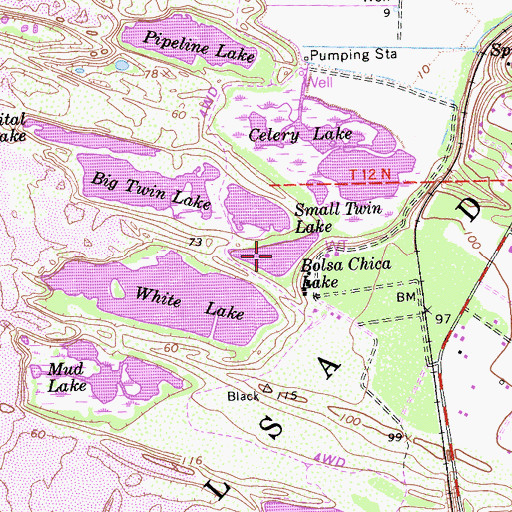 Topographic Map of Bolsa Chica Lake, CA
