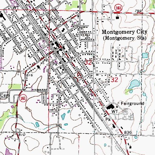 Topographic Map of City of Montgomery City, MO