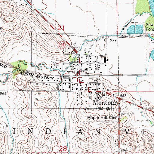 Topographic Map of City of Montour, IA