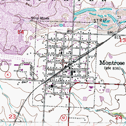 Topographic Map of City of Montrose, MO