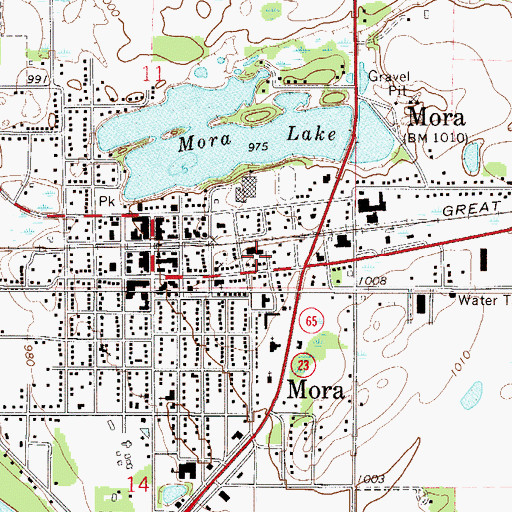 Topographic Map of City of Mora, MN