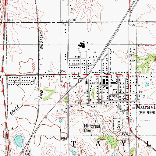 Topographic Map of City of Moravia, IA