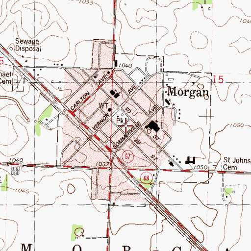 Topographic Map of City of Morgan, MN
